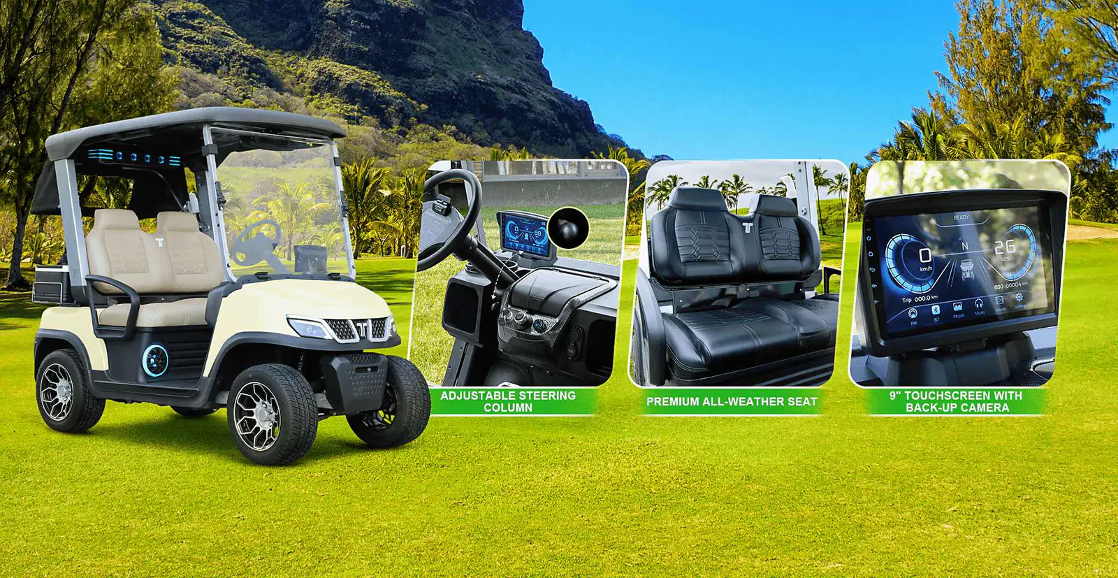 Modern Aluminum Medium Speed Vehicle on Golf Course
