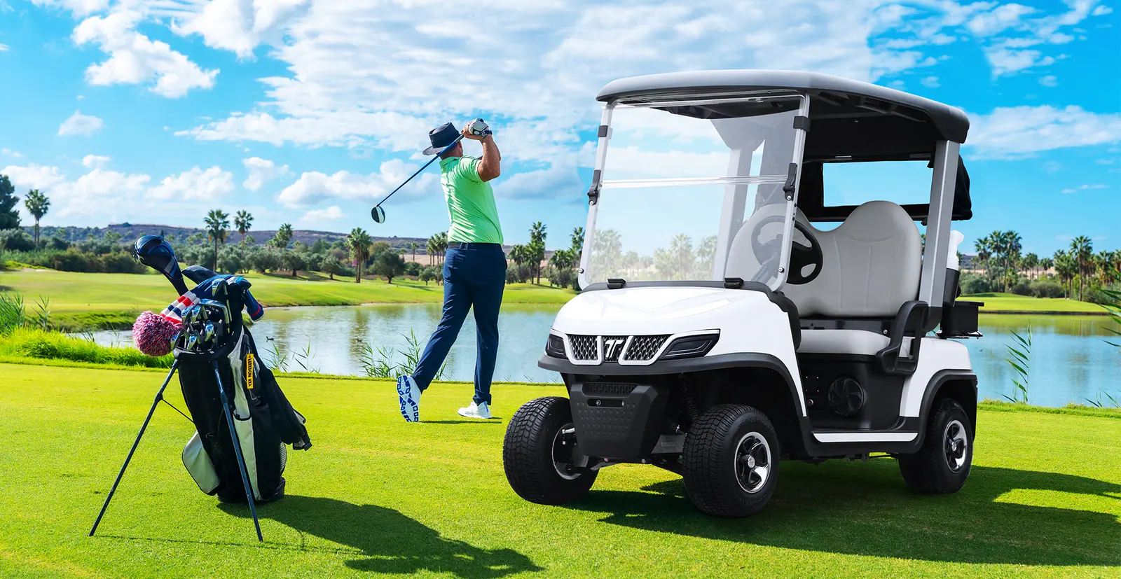 Tara Spirit Pro electric medium speed vehicle with full golf club set