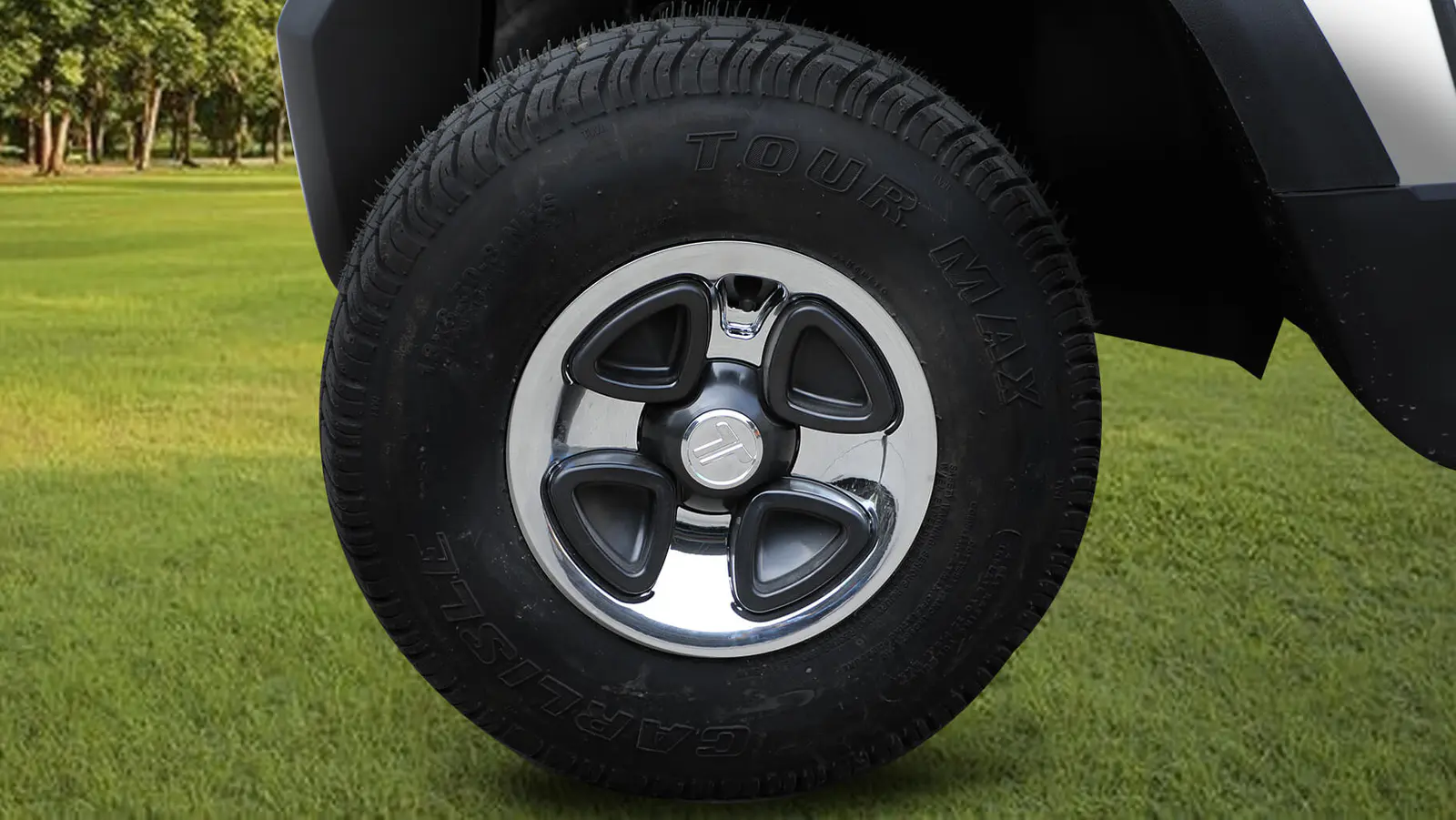 Tara electric medium speed vehicle equipped with durable 8 inch tires
