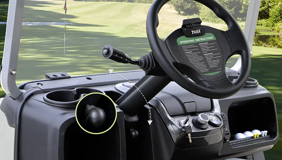 Adjustable angle steering wheel with comfortable grip in Tara medium speed vehicle