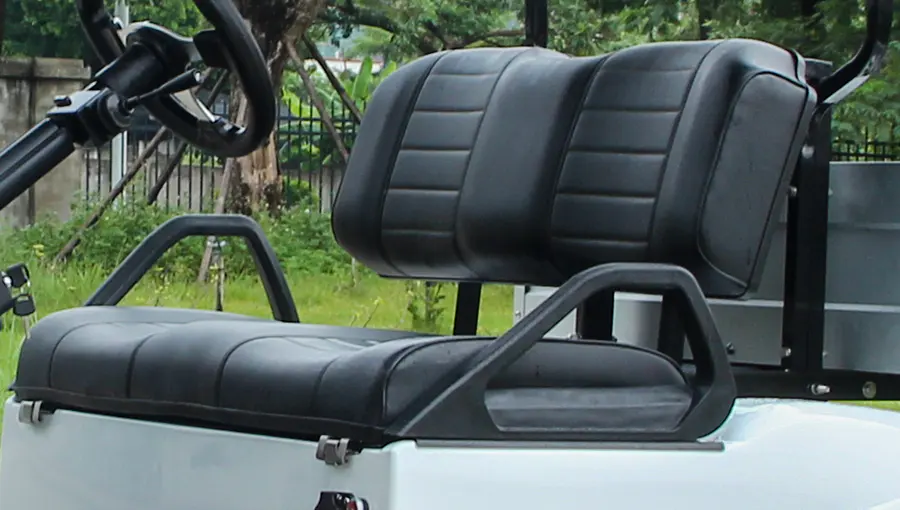 Tara medium speed vehicle premium leather seats with contrast stitching and cushioned support
