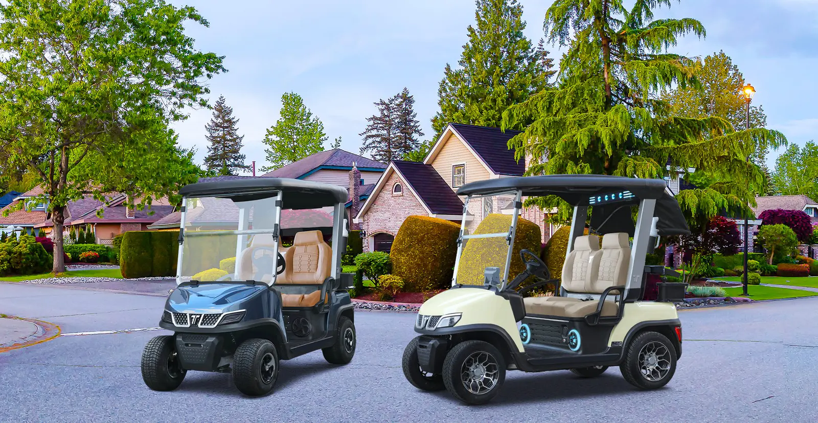 Tara Spirit Pro and Spirit Plus 2-seater electric medium speed vehicles side by side